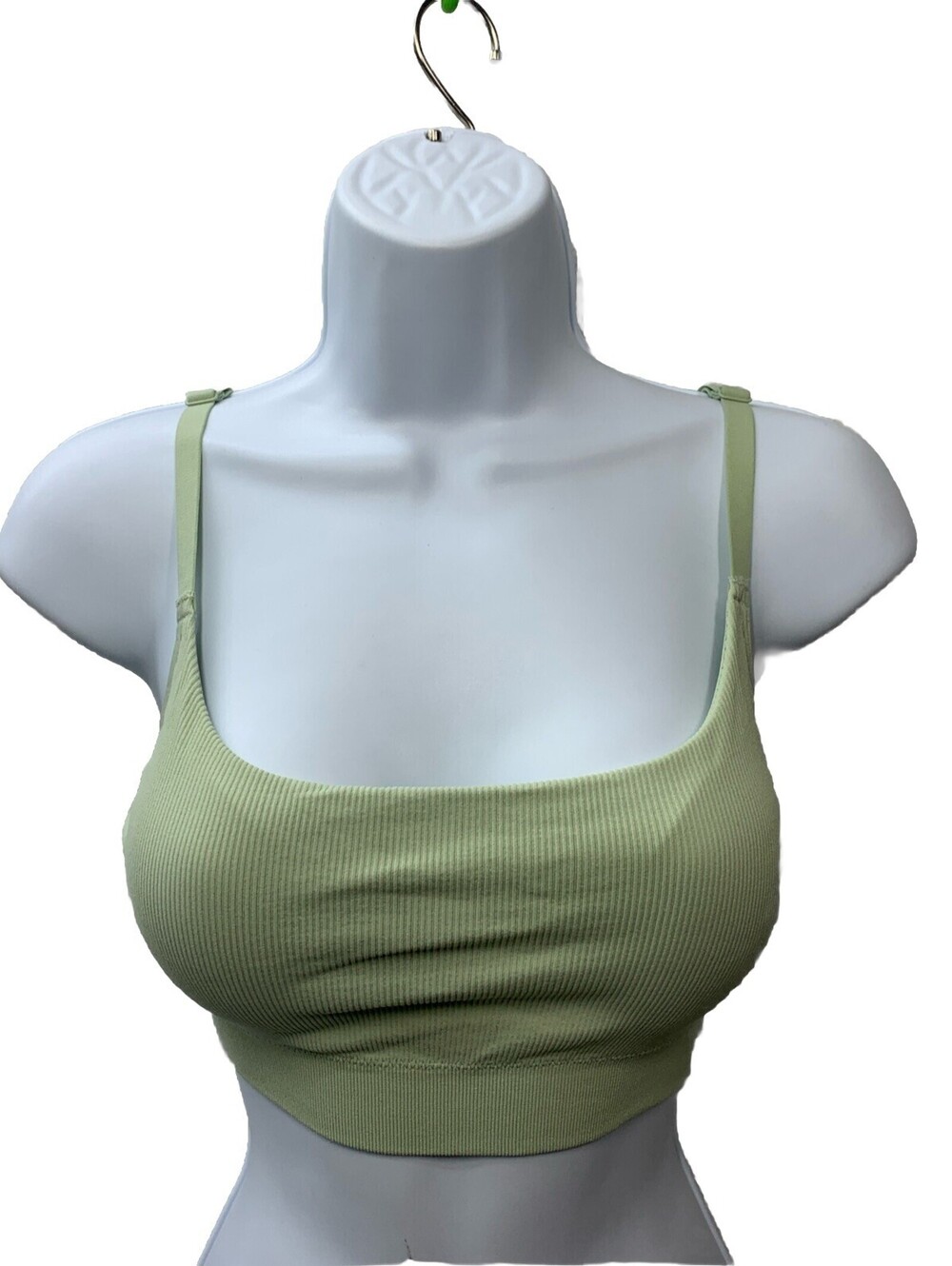 DOBREVA Bralettes Wireless Bras Support Padded Wireless Ribbed XXL Light Green